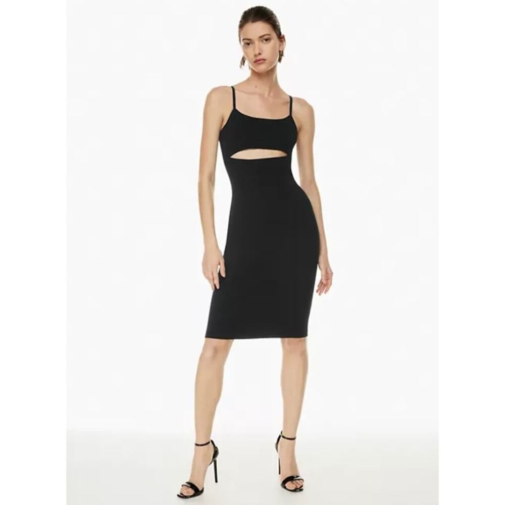 BABATON | Black Fissure‎ Sculpt Knit Front Cut Out Bodycon Dress Sz. Large
